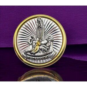 Our Lady Of Fatima Refrigerator Magnet Gold Silver Tone Religious Catholic